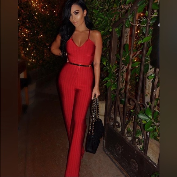 HOUSE OF CB 'Devi' Red Strappy Bandage Jumpsuit NWOT - Picture 4 of 9